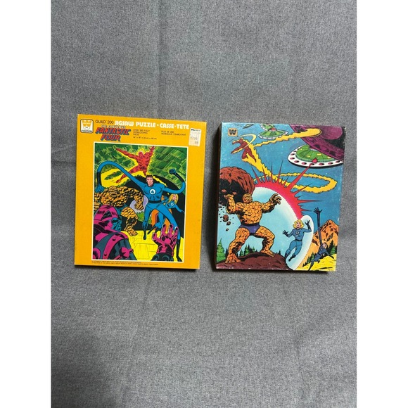 2 Whitman Fabulous Fantastic Four Jigsaw Vintage 1976 1982 Marvel Puzzles‎